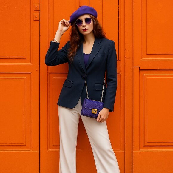 Marc Jacobs Blue Blazer Rose Button Size 4 - Picture 1 of 7